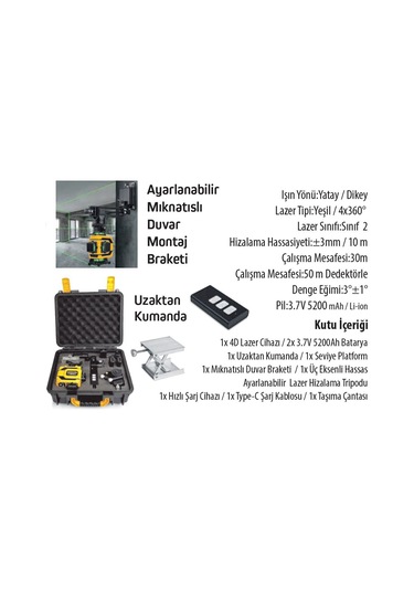 Sgs5429 Lazer Hizalama Distomat Şakül 16 Yeşil Çizgi