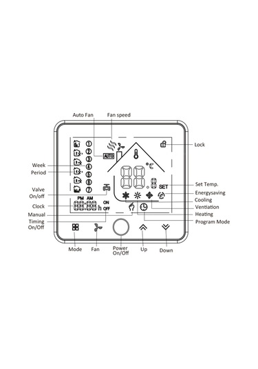 Dört Borulu Akıllı Oda Termostatı Dijital Programlanabilir Sıcaklık Kontrol Cihazı Klima İçin Bac-002el, Siyah