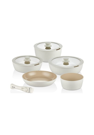 Falez Ars-3023 Aurıs X Large 9 Parca Tencere Setı Krem Krem