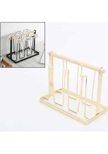 Dancemonkey Demir Mutfak Bardaklık Drenaj Rafı Altın Renk Çok Renkli