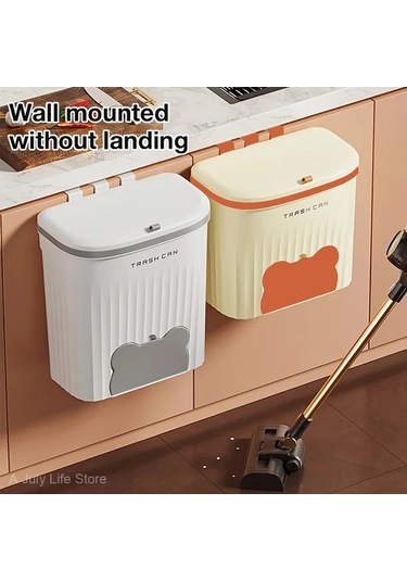 Dashanshop Beyaz 12l Duvar Tipi Çöp Kovası Lavabo Altı Kapaklı Mutfak Çöpü Beyaz