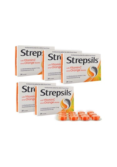 Strepsils Vitamin C Portakal Aromalı 24 Pastil ( 5 Adet )