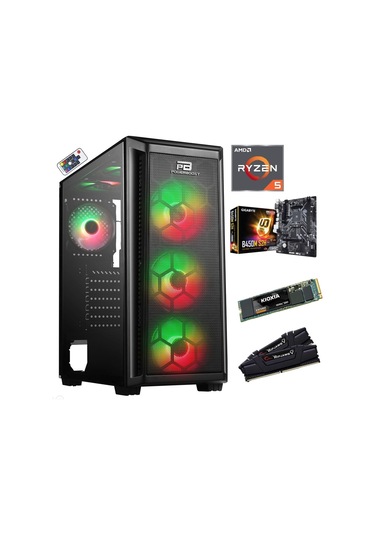 APU AMD Ryzen 5 Pro 3350G 16 GB DDR4 500 GB NVMe SSD Dos Oyuncu Bilgisayarı