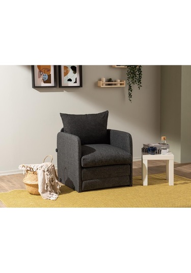 Pafu Saga Tekli Katlanır Yataklı Koltuk Keten Koyu Gri