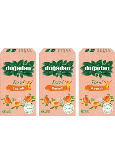 Doğadan Form Kayısılı Bitki Çayı Bardak Poşet 3 x 20'li