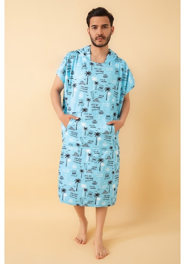 Beach Vibes Yetişkin Sörf Panço Kapüşonlu Plaj Havlusu Sm Beden