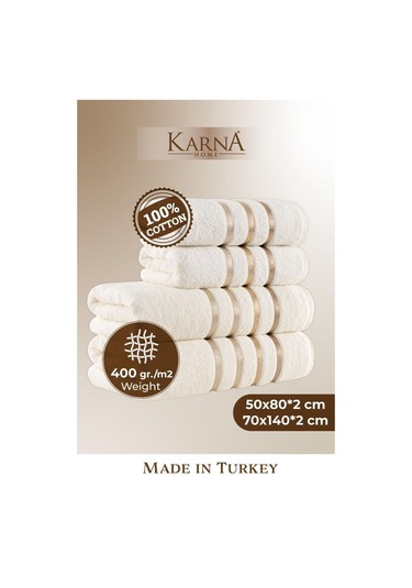Banyo Havlu Seti 4 Lü Bale Krem
