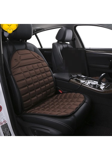 12 V Isıtmalı Araba Koltuğu Minderi Kapak Koltuk Isıtıcı Kış Araba Minderi Araba Sürücüsü Isıtmalı Koltuk Minderi Kahverengi