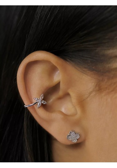Luchi Jewellery Delmeden Takılan Gümüş Yonca Kulak Kıkırdağı Kafası 227954633 Gümüş