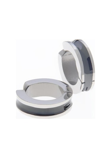 idolavm Siyah Çizgili Sıkıştırmalı Erkek Küpe Takı p24 t5