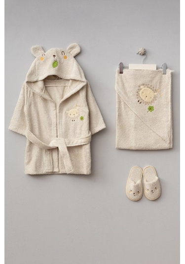 Bebitof Pamuk Sevimli Kuzu Figürlü Bebek Bornoz Seti 0-2 Yaş Kutulu Bbtf.bj.30039 0 - 24 Ay