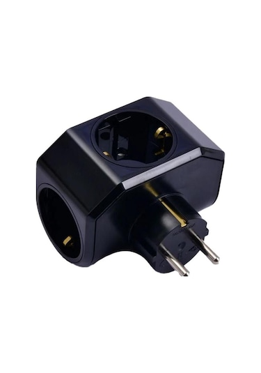 Topraklı 3lü Fiş-priz Siyah Yonca Plus
