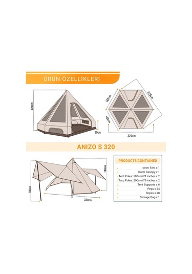 Kingcamp Anızo S 320 Canvas Glamping Çadır Bej