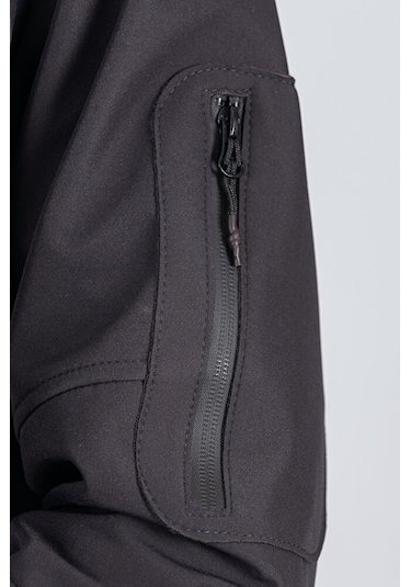 Suya Dayanıklı Slim Fit Softshell Kapüşonlu Erkek Mont Gri