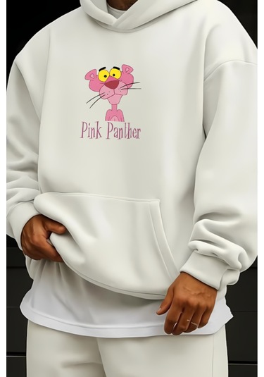 Pink Panter Baskılı Sweatshirt Beyaz