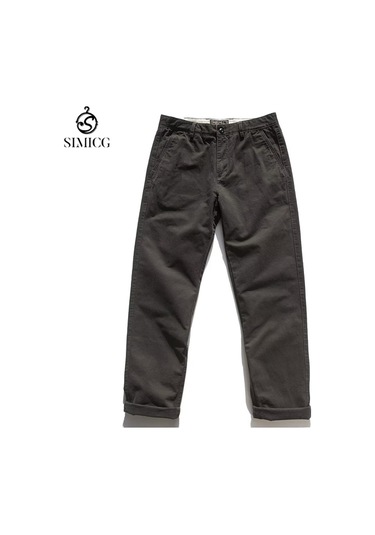 Yeni Düz Sert Gündelik Retro Erkek Pantolonu Yeşil