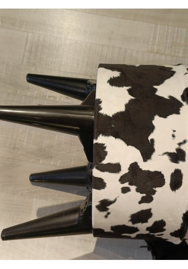 Mercan Mobilya Leopar Desen Bench Puf 43/42 Siyah Ayak Beyaz