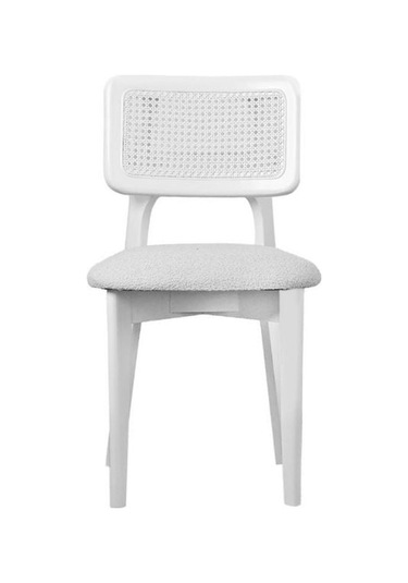 Zeus Hazeranlı Ahşap Bohem Sandalye Beyaz