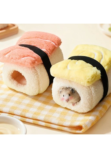 Elmpaly Kışın Sıcak Tutan Kırmızı Hamster Sushi Yuvası Golden Bear Ve Sugar Glider Kışlık Barınak