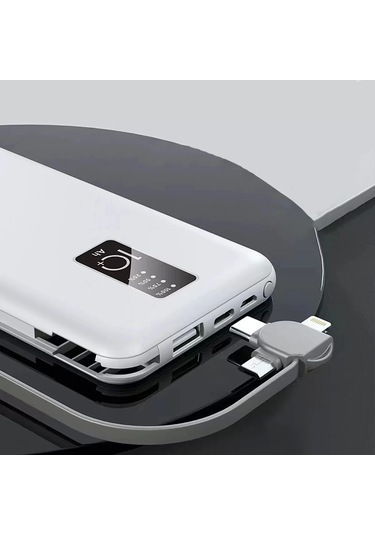Lopard Pw-05 Hızlı Şarj Powerbank Led Göstergeli Micro Lightning Type-c Dahili Kablolu Taşınabilir 0 BEYAZ