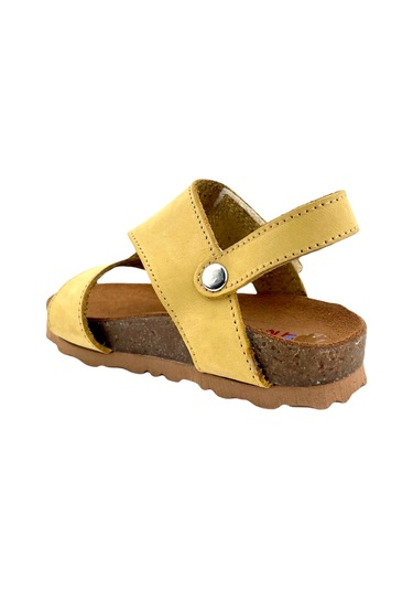 Mantar Taban Çapraz Bantlı Deri Sandalet Sarı Sarı