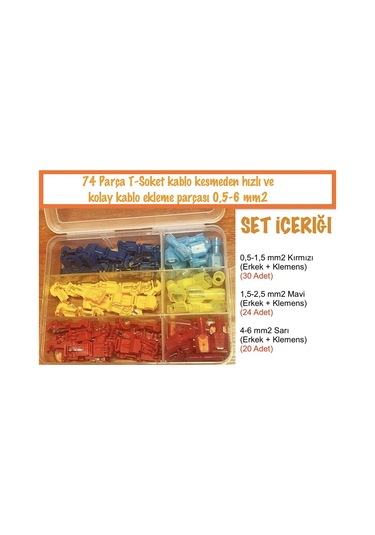 Maasco 74 Parça T-soket Kablo Kesmeden Hızlı Ve Kolay Kablo Ekl