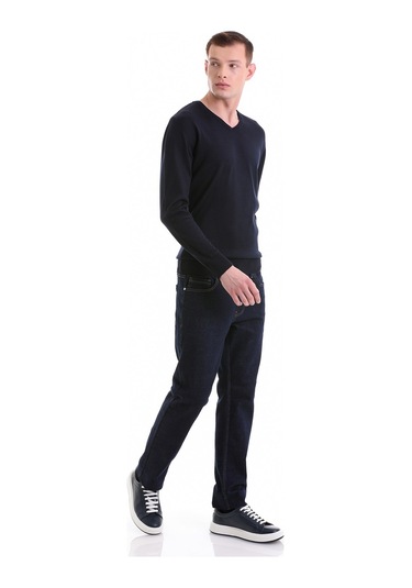 Hatemoğlu Lacivert Regular Fit Düz V Yaka Yünlü Triko Kazak 34251023a008 0 Lacivert