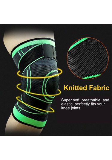 Geeksen Siyah Nilon Baskı Bandlı Knit Diz Koruyucu - Hareket Esnekliği Ve Stres Azaltma - M Bedeni Siyah