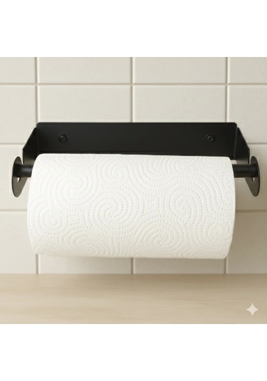 Lazer Kendinden Yapışkanlı Kağıt Havluluk Tahta Kancalı Mat Siyah Siyah