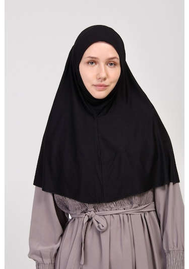 Manolyaşal İslamic Hijab Pratik Eşarp Peçeli-peçesiz Hazır Türban Sufle - Siyah Siyah