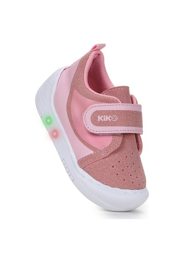 Kiko Kids Kugan Cırtlı Işıklı Kız Bebek Yürüyüş Spor Ayakkabı Pembe Pembe