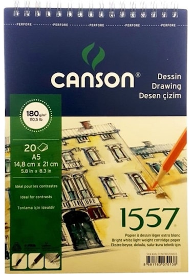 Canson 1557 Dessin Resim ve Çizim Blok Spiralli A5 180 G 20 Sayfa