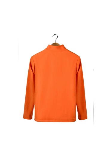 Turuncu Yarım Fermuarlı Regular Kalıp Dik Yaka Polar Sweatshirt Turuncu