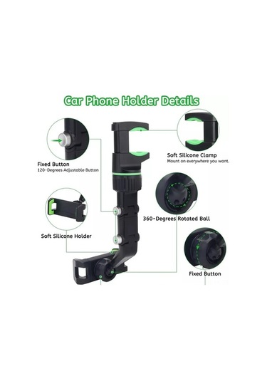 Novahub 360 Derecelik Ayarlanabilir Telefon Tutucu, Abs Malzeme, Genişlik 3-21mm, Telefon 50-100mm, Yeşil, Araba İçine Uygun Yeşil