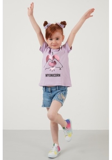 Lela Baskılı Bisiklet Yaka Pamuklu Kız Çocuk T Shirt 6211027 Lila Lela Baskılı Bisiklet Yaka Pamuklu Kız Çocuk T Shirt 6211027 Lila