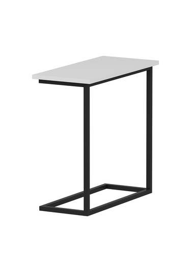Narin Yan Sehpa, Metal Ayaklı Yan Sehpa, Ev-ofis - Beyaz/siyah Beyaz/siyah