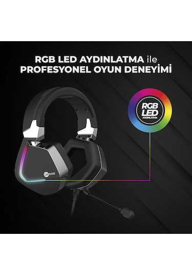 Lecoo HT402 USB Kablolu Surround 7.1 RGB Çıkartılabilir Mikrofonlu Kulak Üstü Gaming Kulaklık