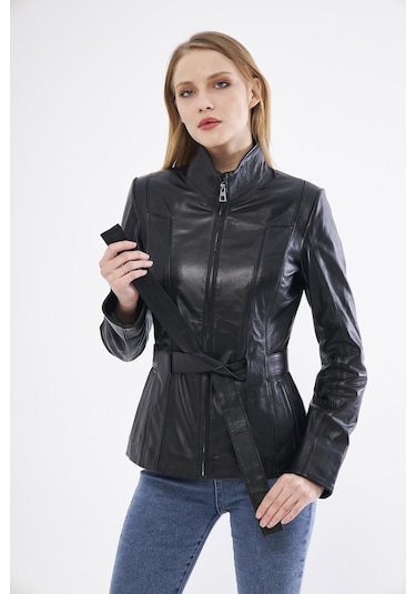 Derinss Dka2364 Hakiki Deri Kadın Siyah Mont 001