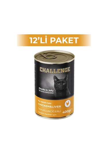Challenge Tavuklu Ciğerli Yetişkin Kedi Konservesi 12 x 400 G