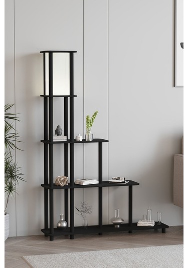 Ravilo Escaleras Dekoratif Raflı Lambader Siyah Siyah