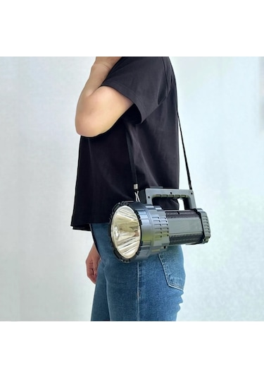 Gold Police Gp-640 Şarjlı El Feneri Projektör 50 Watt Uzun Menzilli Fener Gri