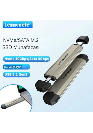 Lemorele Ssd Disk Kutusu M.2 Nvme 10gpbs Type-c Ve Usb Çift Giriş