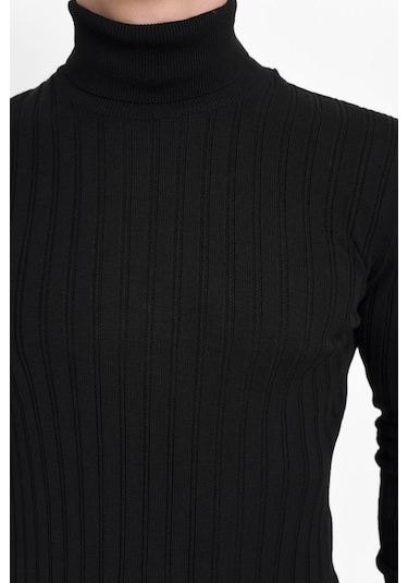 Efor Tr 813 Slim Fit Siyah Balıkçı Triko Siyah