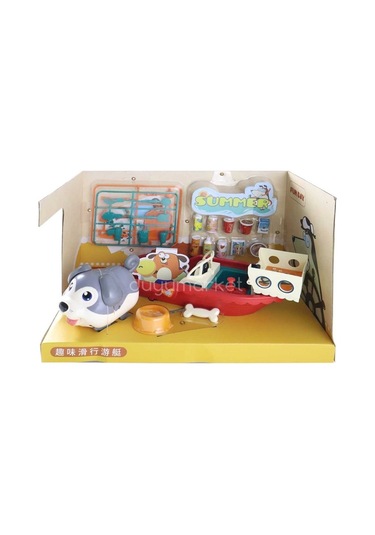 Sesli Sevimli Köpek Ve Eğlenceli Tekne Set - Gri