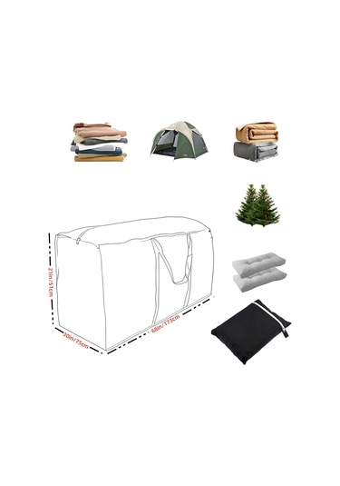 Vkemall Siyah 173x76x51cm Dış Mekan Depolama Çantası - Su Geçirmez 210d Oxford Kumaş, Uv Koruma Ve Taşıma Kolu