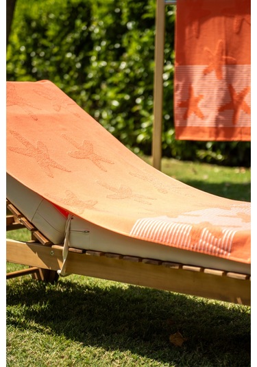 Menderes Home Cotton Collection Bukle Plaj Havlusu Yıldız Orange