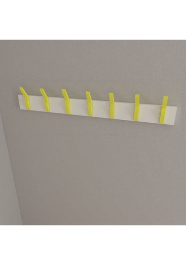 Hepsi3boyutlu Modern Duvar & Kapı Kanca Askılık - 7 Adet Sarı Kanca Askılık - Model No : 3 Sarı