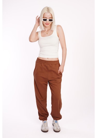 Kahverengi Comfort Fit Eşofman Altı Mg1353 Kahverengi