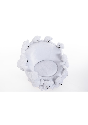 Most Teddy Kids Beyaz Ayıcıklı Peluş Kumaş Döner Berjer Evinize Beyaz