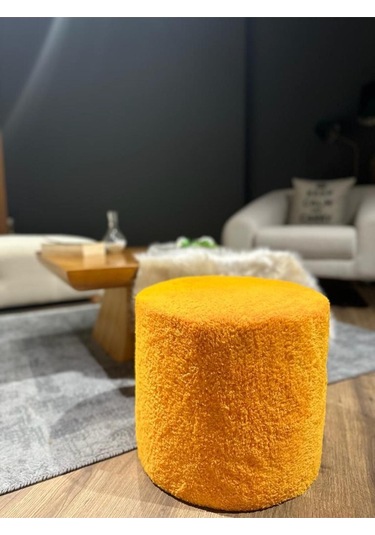 Dolce Puf Peluş Kumaş Silindir Dekoratif Pufidik Puf Bench Turuncu